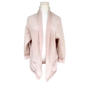Haven Well Within Recycled Cashmere Shaker Stitch Open Cardigan Sweater Pink